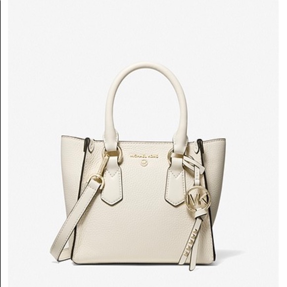 MICHAEL Michael Kors Handbags - MICHAEL Michael Kors Kris Small Pebbled Leather Satchel Lt Cream